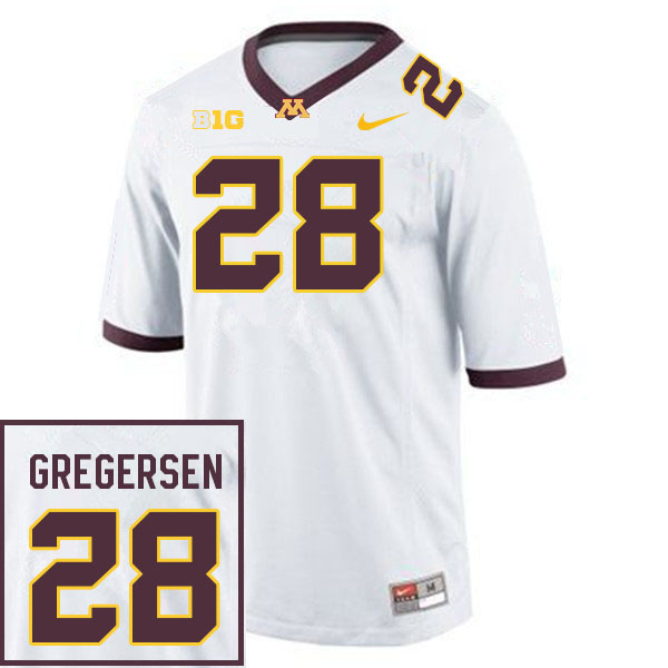 Men #28 Colton Gregersen Minnesota Golden Gophers College Football Jerseys Sale-White - Click Image to Close
